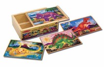 Melissa & Doug, Pussellåda i trä med dinosaurier, 4×12 bitar