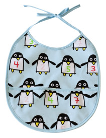Färg & Form, Haklapp, Penguin Pals, Ljusblå