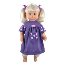 Skrållan taldocka 45cm, lila klänning, blond