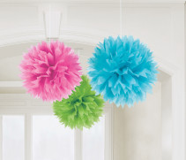 Hängande fluffig dekor, regnbågsfärgad, 41 cm, 3 st