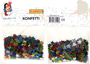 Konfetti i fem olika färger