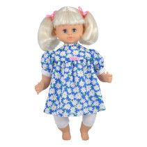 Skrållan taldocka 45cm, blommig klänning, blond