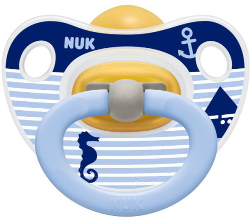 NUK, Napp, Latex, Happy Kids, 0-6 mån, 1-pack, Blå
