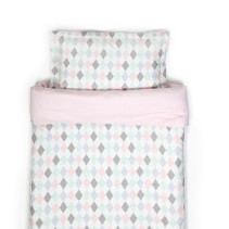 NG Baby Påslakan Vagn Harlequin Rosa
