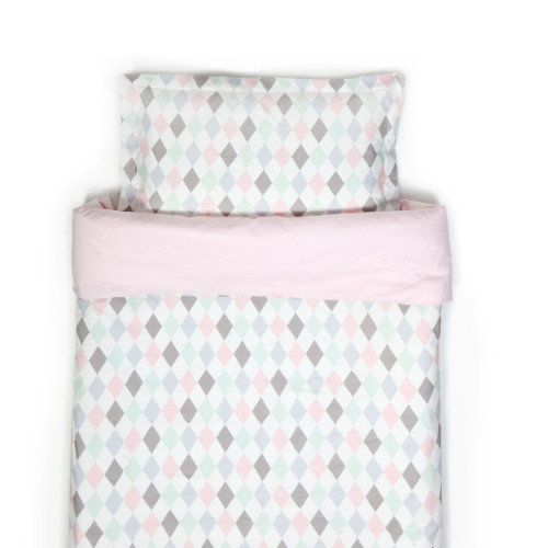 NG Baby Påslakan Vagn Harlequin Rosa