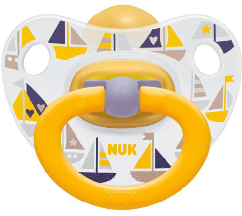 NUK, Napp, Latex, Happy Kids, 0-6 mån, 1-pack, Gul