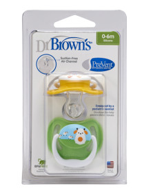 Dr.Brown, PreVent, Sugnapp, 0-6 mån, 2-pack, Grön/Gul