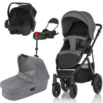 Britax, Smile 2, Duovagn, Steel Grey + Britax Römer Primo + ISOFIX-bas, 2016, Paket