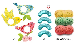 Djeco, 3 Fågel Pompom