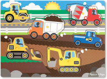 Melissa & Doug, Peg Puzzle, Construction Site, 6 Pieces