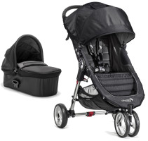 Baby Jogger, Sittvagn, City Mini Single, Black/Grey + Pram Deluxe, Black, Paket