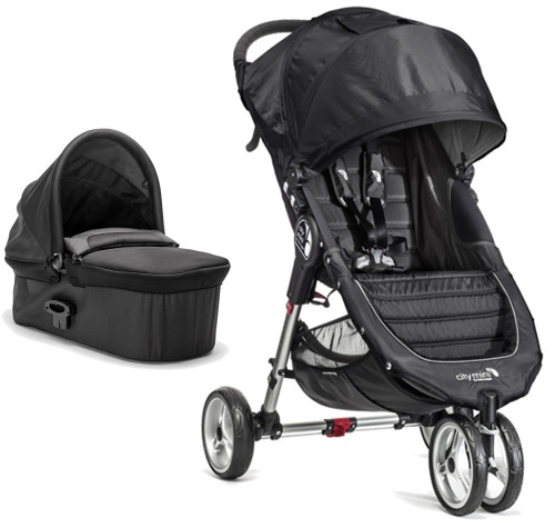 Baby Jogger, Sittvagn, City Mini Single, Black/Grey + Pram Deluxe, Black, Paket