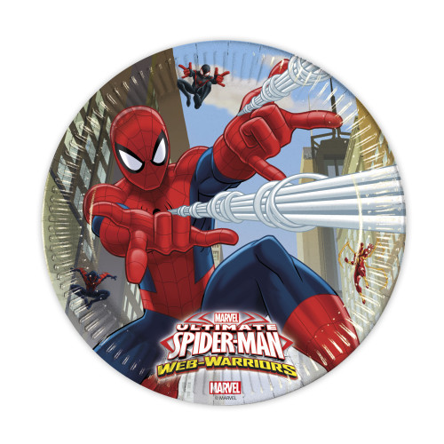 Spiderman Web Warriors, Tallrik 23 cm, 8 st