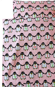 Färg & Form, Penguin Pals, Påslakanset, 150 x 210 cm, Rosa