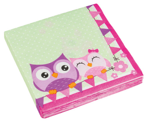 Happy Owl, Servett, 33×33 cm, 20 st