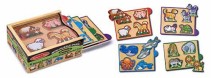 Melissa & Doug, Trälåda Med 4 Klosspussel, Djur