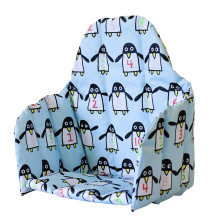Färg & Form, Matstolsdyna, Penguin Pals, Ljusblå