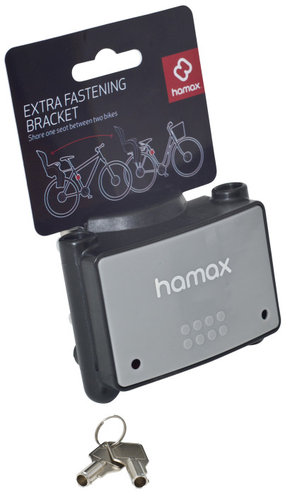 Hamax, Fästningsbricka med lås till cykelsits, Svart/grå