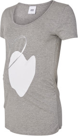 Mamalicious, Gravidtopp, Heart Foil Jersey Top, Light Grey Melange