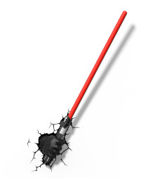 Star Wars, Vägglampa, 3D, Darth Vader light saber