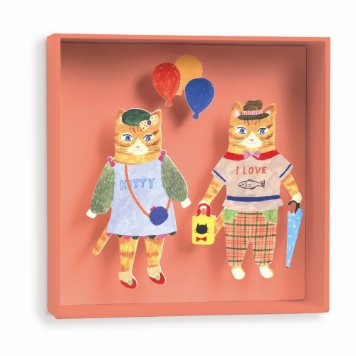 Djeco, 3D Tavla Katt & Ballong