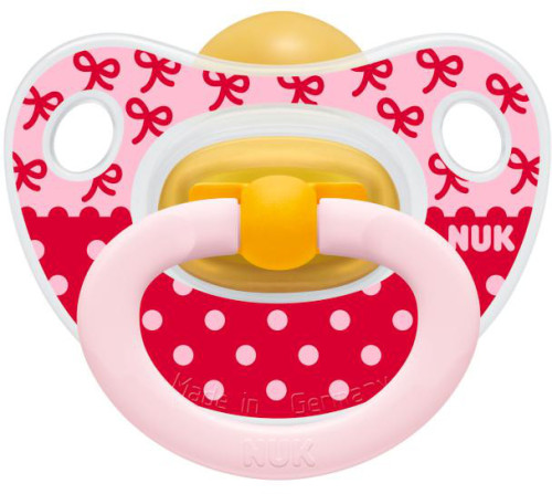 NUK, Napp, Latex, Happy Kids, 0-6 mån, 1-pack, Rosa