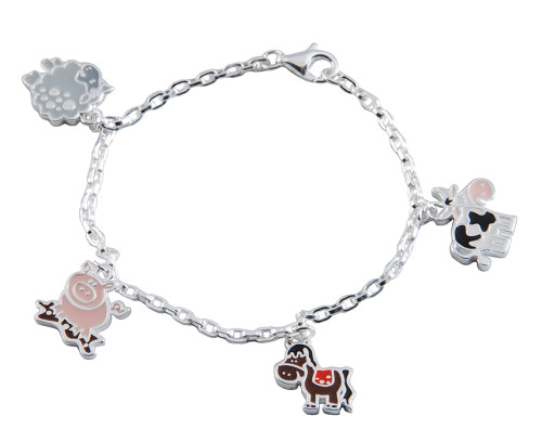 Sagosmycken, Berlockarmband, Min lilla bondgård, Silver