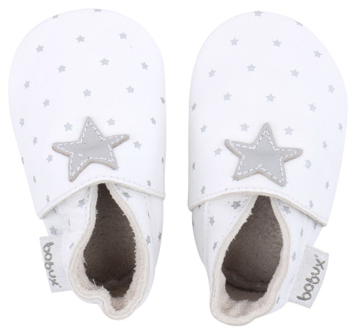 Bobux, Tofflor, Baby, Silver stars, White