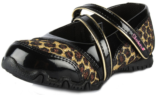 Skechers, Skor m. spänne, Svart/Leopard