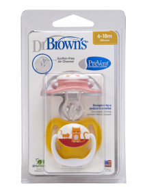 Dr.Brown, PreVent, Sugnapp, 6-18 mån, 2-pack, Gul/Rosa