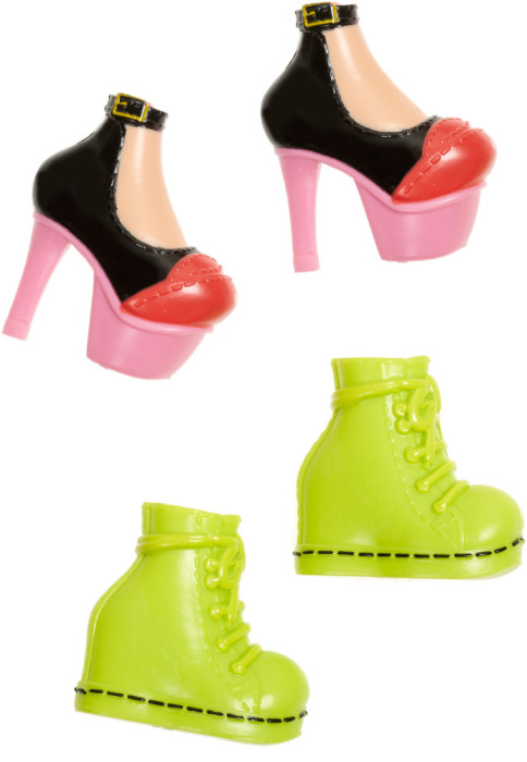 Bratz, Tillbehör, Svart/röda & gröna skor