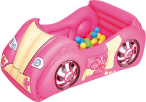 BESTWAY, Uppblåsbar racerbil med 50 bollar, 119 x 79 cm, Rosa