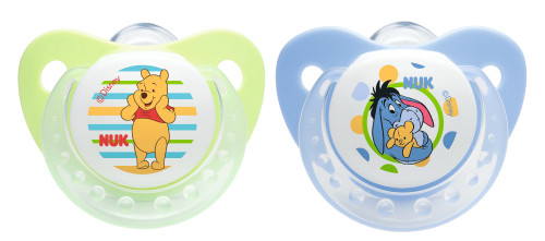 NUK, Disney, Napp, Silikon, 6-18 mån, 2-pack, Blå/ Grön