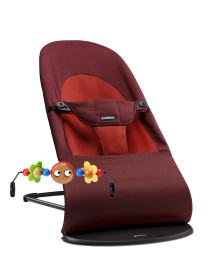 BABYBJÖRN, Balance Soft, Babysitter + Träleksak, Rost/Orange, Paket