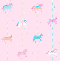 Carousel, Tapet, Hästar, Rosa