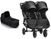 Baby Jogger, Sittvagn, City Mini GT Double, Black/Black + Liggdel, City Compact, Small, Paket