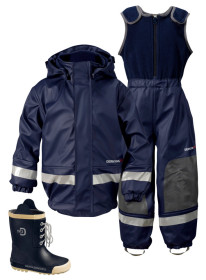 Didriksons, Fodrat Regnställ + Gummistövlar, Boardman, Navy, Paket