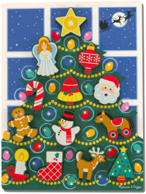 Melissa & Doug, Wooden Chunky Puzzle, Christmas Tree, 13 Pieces