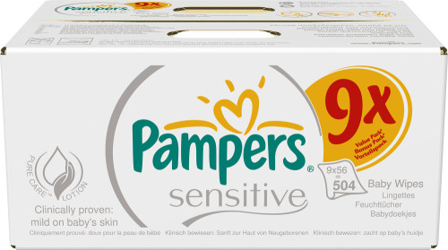 Pampers, Våtservetter, Sensitive, 9 x 56 st