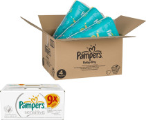 Pampers, Baby Dry, 4 + månadsbox + Våtservetter