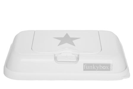 Funkybox, Förvaringsbox To Go för våtservetter, Vit/Stjärna