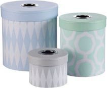 Jox, Pappboxar, Runda, 3-pack, Blå