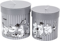 Mumin, Rund förvaringsbox 2-pack, grå