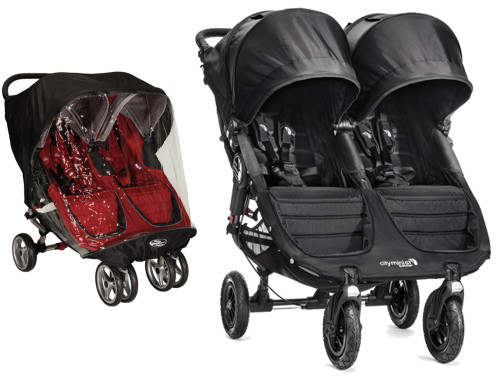 Baby Jogger, Sittvagn, City Mini GT Double, Black/Black + Regnskydd, Paket