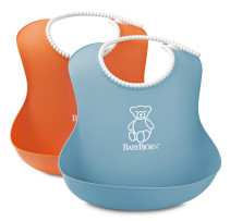 BABYBJÖRN, Mjuk Haklapp, 2-pack, Orange/Turkos