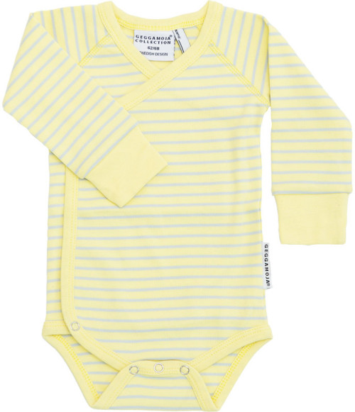 Geggamoja, Långärmad Body, Omlott, Randig, Yellow/Grey