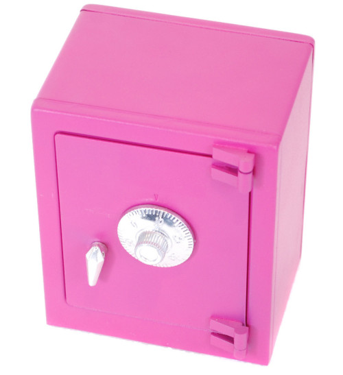 Kassaskåp i metall med kodlås, Rosa
