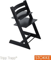 Stokke Tripp Trapp, Matstol, Svart, Inkl. Baby Set och dyna Soft Stripes, Paket