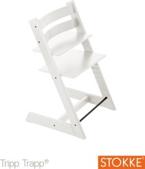 Stokke Tripp Trapp, Matstol, White, Inkl. Baby Set och dyna Pink Tweed, Paket
