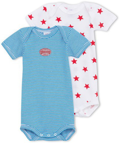 Petit Bateau, Body, 2-pack, Vit/Blå